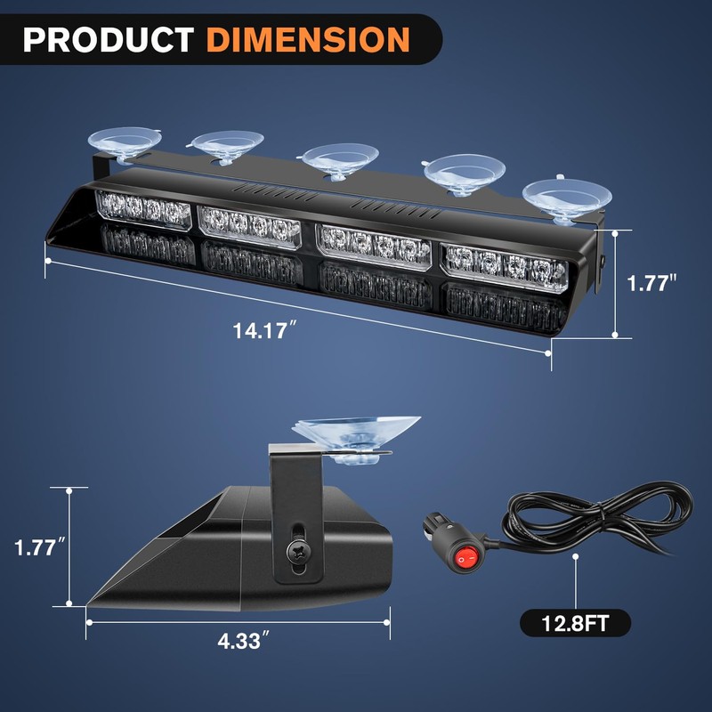 Nilight 32LED Red Blue Emergency Dash Strobe Lights with Controller