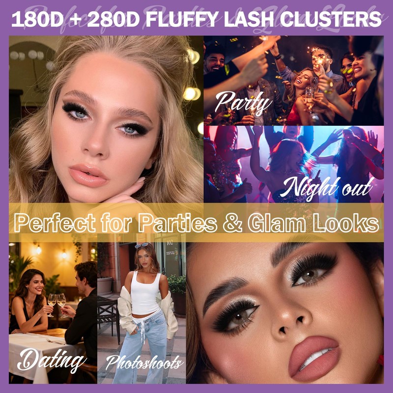 Fluffy Lash Cluster Kit 180D + 280D Mega Volume, 10–20mm