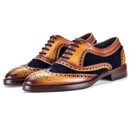 Lethato Wingtip Brogue Oxford - Navy Blue , Navy Blue , 7.5-8 D(M) US