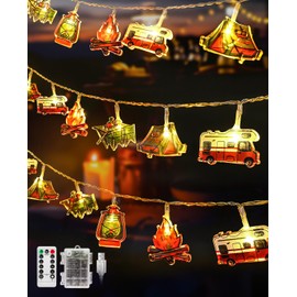 AceList 50 LED Camping String Lights - Battery and USB Operated, Mini Kerosene Waterproof Outdoor String Lights Perfect for Camping Decorations, Outdoor, Christmas, Party and Classroom