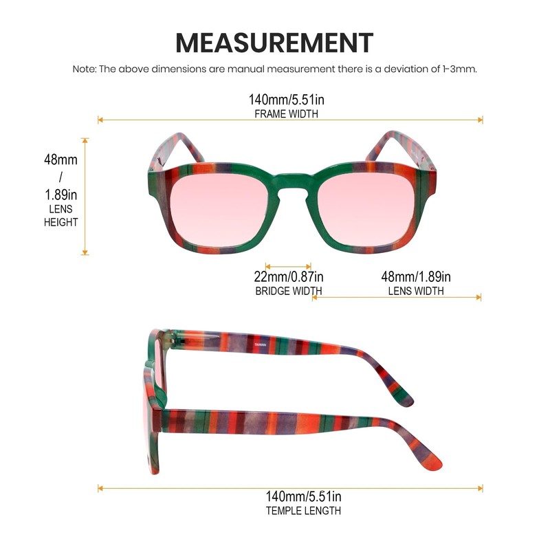 Medspex Pink FL41 Reading Glasses +3.50 Green Purple Stripe Fluorescent