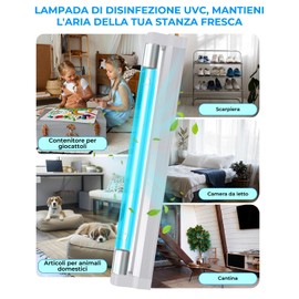 BrightArk 8W Lampada UVC germicida con ozono Lampada Sanificante da 253,7 nm con cavo e spina, UV Lampada Germicida Raggi per Scarpe/Armadio/Mobile/Bagno, Aria Fresca