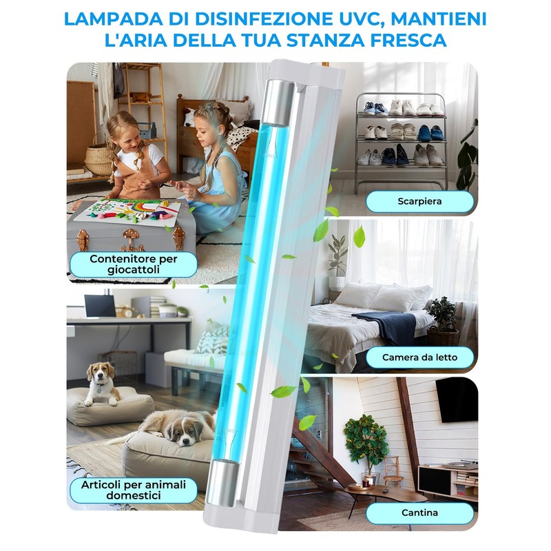 BrightArk 8W Lampada UVC germicida con ozono Lampada Sanificante da