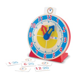 Melissa & Doug Turn & Tell Wooden Clock - Educational Toy with 12+ Reversible Time Cards