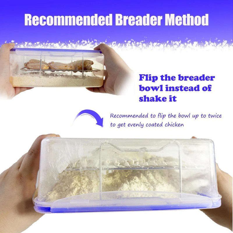 Hoplighe Batter Bowl Mess Free Breading with Lid Flour Shaker