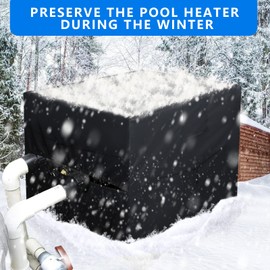 ICEFLY Pool Heater Cover for Winter, 600D Heavy Duty Oxford Heat Pump Covers for Outside Units, Rainproof Snowproof Pool Equipment Cover, Adjustable Heat Pump Cover, Secure Fit, 40"L*34"W*31"H, Black