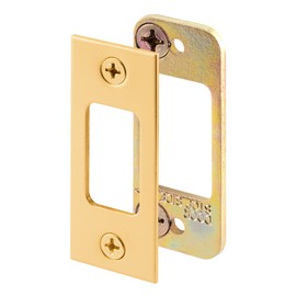 Prime-Line E 2479 Deadbolt Strike, 2 Piece, High Security, 1/8 In. Heavy gauge Steel, Brass Plated Set (Single Pack)