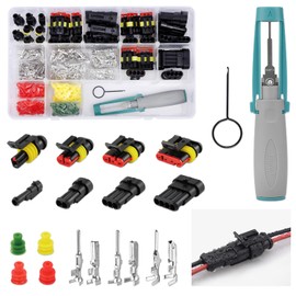 JRready ST6522 1 2 3 4 Pin Waterproof Wire Connectors Kit Superseal 1.5 Seal Weatherproof Electrical Terminal Male and Female Plug Connector Automotive Car Truck with Pin Removal Extractor Tool