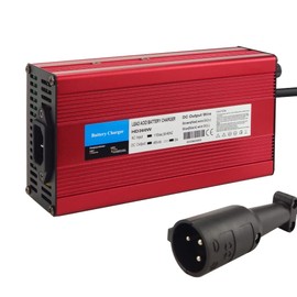 48 Volt 6 Amp for Club Car Golf Cart Battery Charger with 3 Pin Round Plug, Red Aluminum Shell
