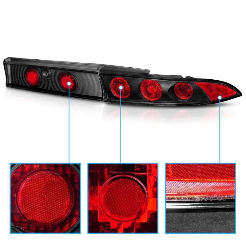 AmeriLite Rear Brake Taillights 3Pcs G2 Black For Mitsubishi Eclipse