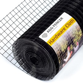 AggFencer 16in x 10ft Black Hardware Cloth 1 inch 16Ga PVC Coated Wire Mesh Vinyl Coated Fence, Welded Metal Chicken Wire Fencing Roll, Garden Plant Fencing, for Chicken Coop and Home Improvement