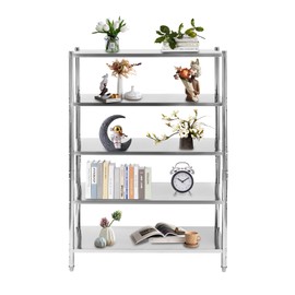 WUPYI 5 Tier Stainless Steel Shelving, 47.2x17.7x70.9in Adjustable Storage Shelf Heavy Duty Garage Shelving Units Rack Pantry Shelves for Kitchen Office Home Garage Commercial Storage