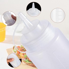 Woobroo 6 Pack Large Plastic Squeeze Bottles, 32oz / 1 Litre Sauce Dispensers With Nozzles & Measurement Labelling - For Condiments, Syrups, Dressings & Craft Use