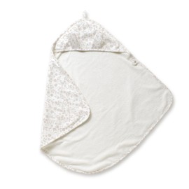 MakeMake Organics Organic Cotton Hooded Towel Baby Toddler GOTS Certified Organic Cotton Beach Poncho Towel Large Absorbent Non Toxic Neutral (Gardenia, 35"x35")