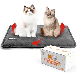 MORA PETS Self Heating Pet Bed for Puppies & Cats, Thicker Self Warming Cat Mat, Cozy Thermal Pet Pad with Washable Cover Heated Blanket for Crates & Beds, Kitten Mattress with Anti-Slip Base 61x46cm