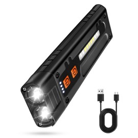 Ciwuzxs EDC Flashlight Clip-On Light, Rechargeable 1000 Lumens,6 Lighting Modes with LED Side Lights Type-C Rechargeable, Magnetic Flash Lights for Signaling, Work, Outdoor or Indoor Use (Black)