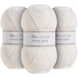 Utopia Crafts Super Aran Knitting and Crochet Yarn 3X 100g (White)
