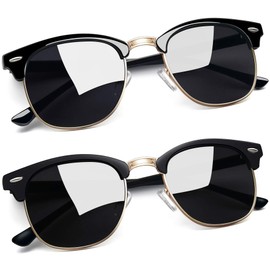 Joopin Retro half frame sunglasses men/women classic polarised sunglasses with UV400 protection. - Elegant