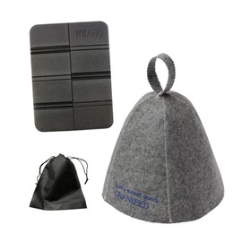 GRANSEED Sauna Hat, Sauna Mat, Set of 2, Includes Drawstring Bag, Hat, Mat, Goods, Washable, Organized, Men's, Women's, One Size Fits Most, Hair & Scalp Protection, Prevents Drying, gray, Free size