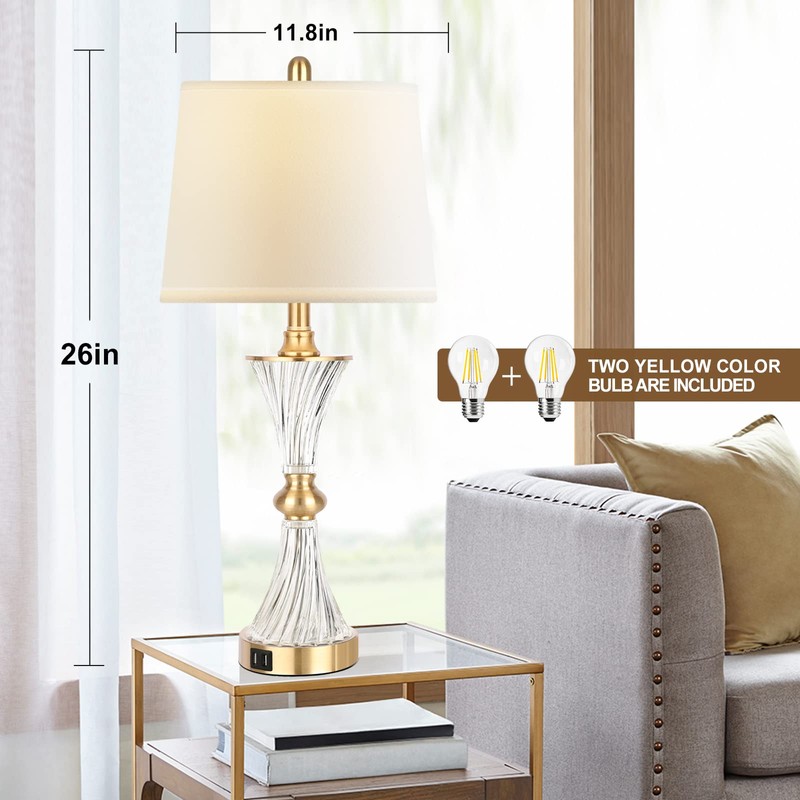 Touch Table Lamps for Bedroom Set of 2 Modern Living