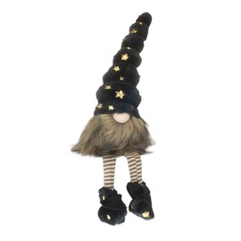 Macosa HE6680_HE0656_HE0533 Edge Stool Christmas Gnome 42 cm Fabric Various Colours Decorative Gnome Decorative Figure Santa Claus Gnome Modern Christmas Decoration Christmas Decoration (Black)