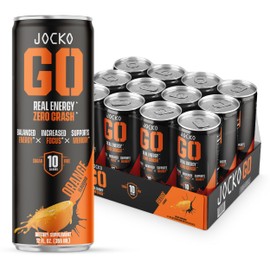 Jocko GO Afterburner Orange Energy Drink - Keto, Vitamin B12, Vitamin B6, Electrolytes, L Theanine, Magnesium- Energy Boost, Sugar Free Nootropic Monk Fruit Blend - 12 Pack - Packaging May Vary