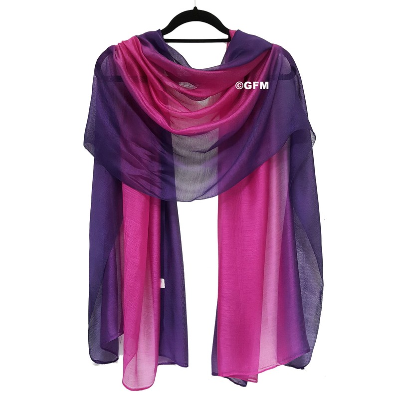 GFM Two Tone Silk Scarf Shawl for Evening Wedding Bridesmaids