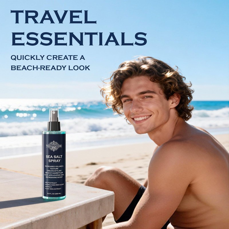 THEMANCODE Sea Salt Spray for Men, Texturizing Hairspray, Travel Essentials,
