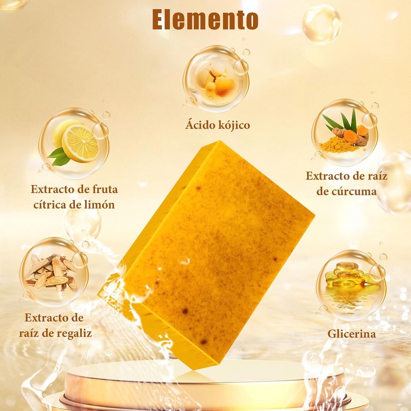 Jabón Curcuma Natural Exfoliante 2 Unidades Limpiador Rostro y Cuerpo