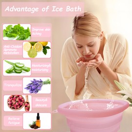 OLSON DEEPAK Face Bowl for Ice bath with Built-In Icetray, Foldable Washbasin Silicone Ice Facial Facial Plunge Bowl, Face Icebath at Home, Pink