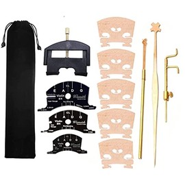Jiayouy 12 Pieces Violin Repairing Maintenance Tool Kit with Maple Bridge, Template Gauge, String Lifter, Sound Post Gauge, Retriever Clip, Setter Violin Luthier Tools