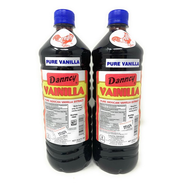 2 X Danncy Dark Pure Mexican Vanilla Extract From Mexico 33oz Each 2 Plastic Bottle Lot Sealed