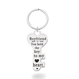 Creative Key Charm Boyfriend Keychain from Girlfriend Romantic to My Boyfriend BF Gifts for Anniversary Birthday New House Keychains Gifts Long Distance Relationship Gift