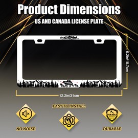 Mama Bear License Plate Frame Forest Mountains Camping License Plate Holder Funny Auto Parts Stainless Steel Universal Cars Decoration for Men Women 12.2" x 6.2"