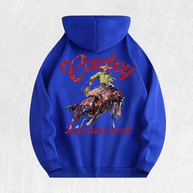 Cowboy Rodeo Graphic Hoodie 100% Cotton US Warehouse 6 ColorsColor: