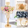 Crystal Candelabra Centerpiece, 5-Light Gold Metal Stand with Hanging Crystals,