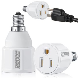 3 Prong Light Bulb Socket Adapter, Polarized Outlet, Light Socket to Plug Adapter Converter for Patio, Garage, Porch(1 Piece)