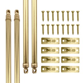 Amazing Drapery Hardware Swivel Sash Curtain Rods with Brass Finish, Set of 4 (Hardware Included) - Adjustable Length 11-19 Inches, Easy to Install Metal Rods for Doors, Windows, and Sidelights