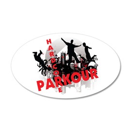 CafePress Hardcore Parkour Grunge City 35"x21" Oval Wall Decal, Vinyl Wall Peel, Reusable Cling