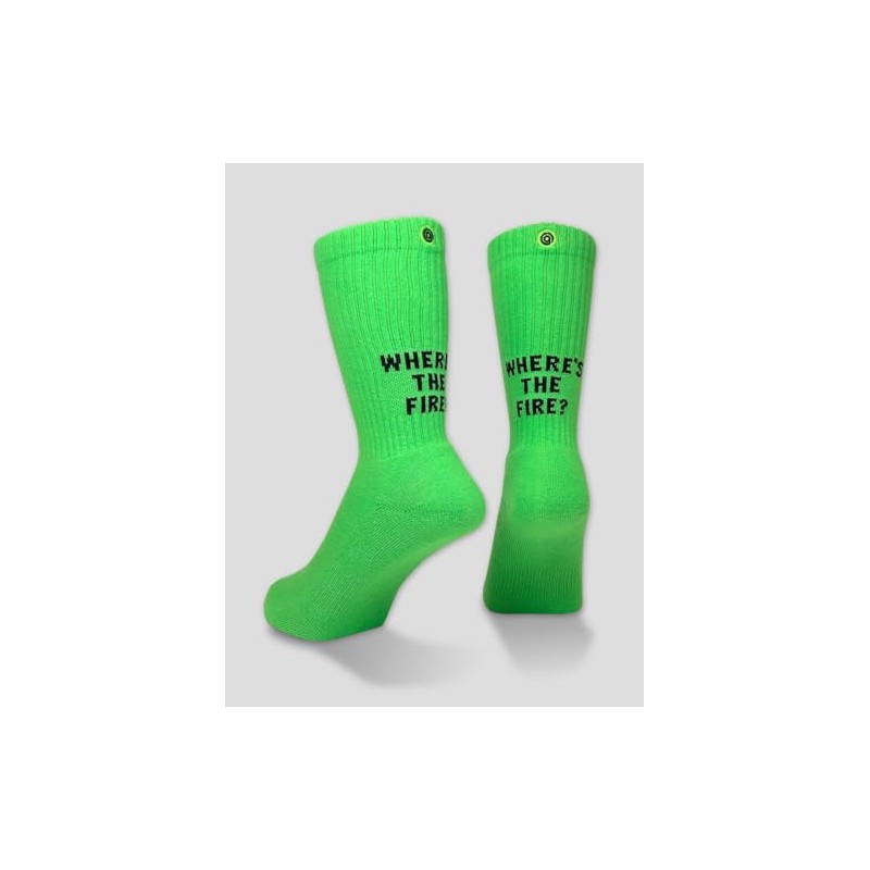 Amerib Back Logo Crew Socks, 30 Neon Green