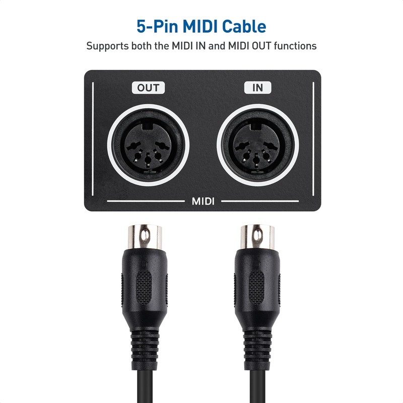 Cable Matters 2-Pack 5 Pin DIN MIDI Cable, 5 Pin
