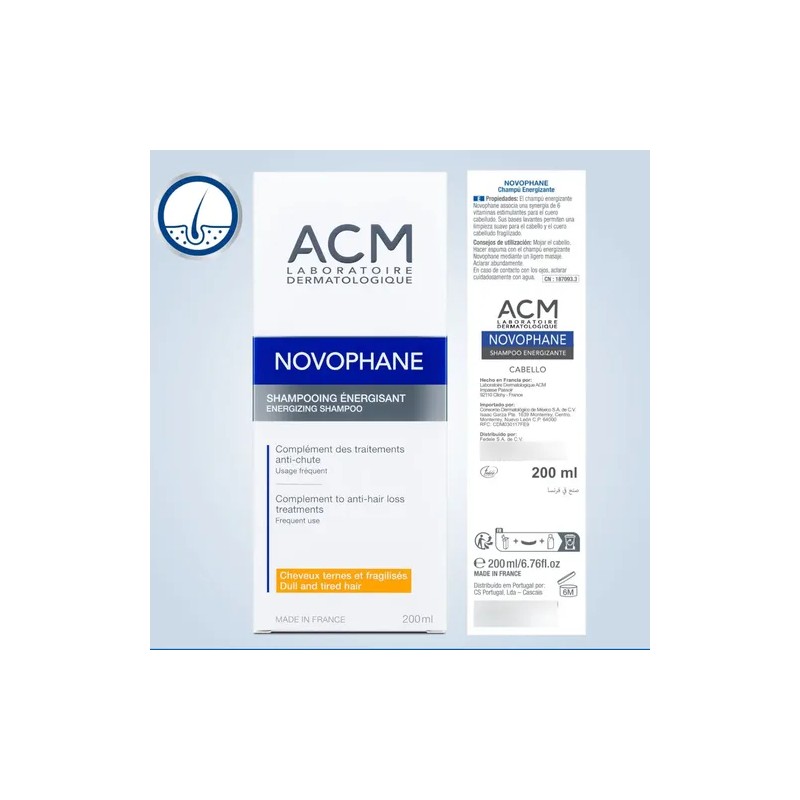 Shampoo Energizante Acm Novophone Fortalece Cabello 200ml