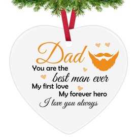 Christmas Ornaments for Dad Father Gifts from Daughter Son Fathers Day Birthday Gifts for Dad Father Papa Ornament Double-Sided Ceramic Ornament Christmas Tree Decoration for Family Dad Xmas Keepsake
