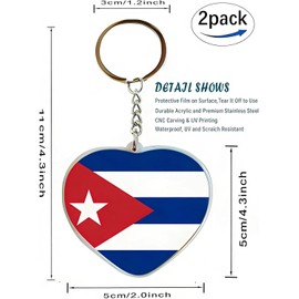 JAVD Llavero cubano con bandera de Cuba, paquete de 2, plateado, medium size