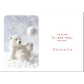 doodlecards Great Nephew Christmas Card Polar Bear and Snowball Medium Size Christmas Card for Great Nephew with Plain Envelope