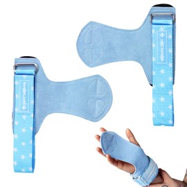 MANUEKLEAR Weight Lifting Wrist Straps with Padded Wrist Strap, Leather Weightlifting, Wrist Straps for Deadlifts, Powerlifting, Professional Lifting Straps for Women (Sky Blue)