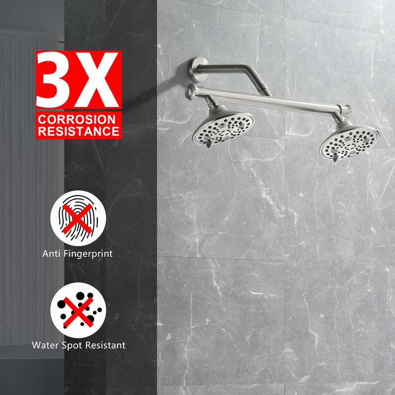 Double Shower Head for Couples, Brushed Nickel