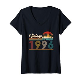 Womens 30th Birthday Gifts Vintage 1996 Funny 30 Years Old Retro V-Neck T-Shirt