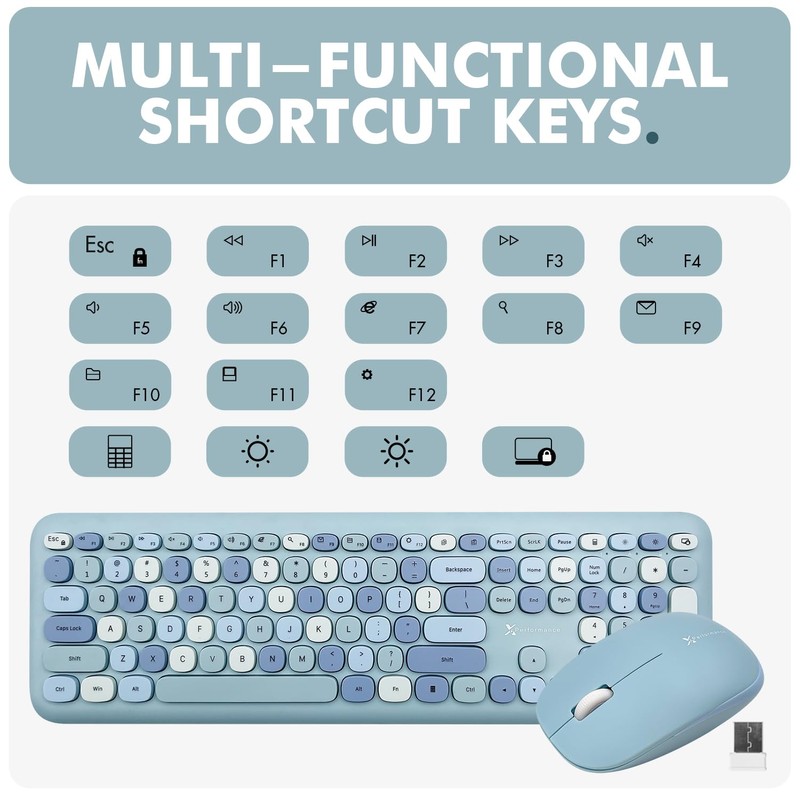 X9 Cute Wireless Keyboard and Mouse Combo - Retro Typewriter