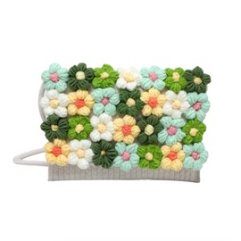 JOPOYOCO Women Woven Crossbody Bag Floral Clutch Large Capacity Magnetic Buckle Flower Purse Crochet Crossbody Bag for Casual Daily Party Prom, multicoloured
